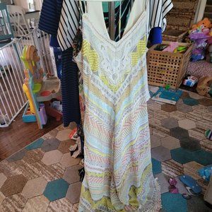 Maxi Lace Applique Fun Print Dress